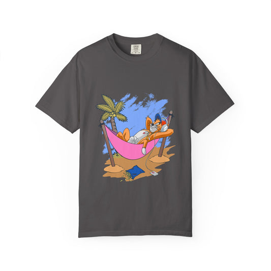 Chill Vibes T-Shirt, Unisex Relaxation Tee, Beach Day T-Shirt, Fun Summer Apparel, Cartoon Hammock Tee
