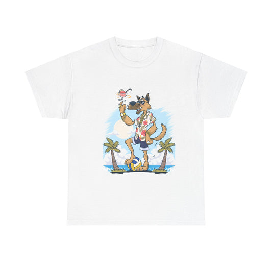 T-Shirt with Playful Dog Design - Unisex Summer Casual Tee, Beach Vibes, Gift for Dog Lovers, Funny Animal Shirt, Summer Apparel